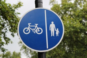 Biking & Pedestrian Zone Sign