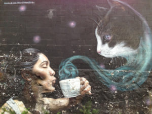 yáñez street art walk graffiti woman and cat